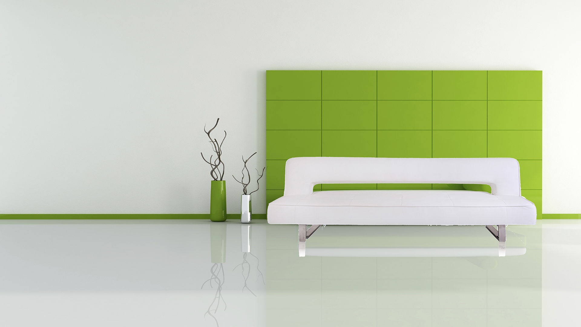 Minimal Green Living Room Empresa Journal
